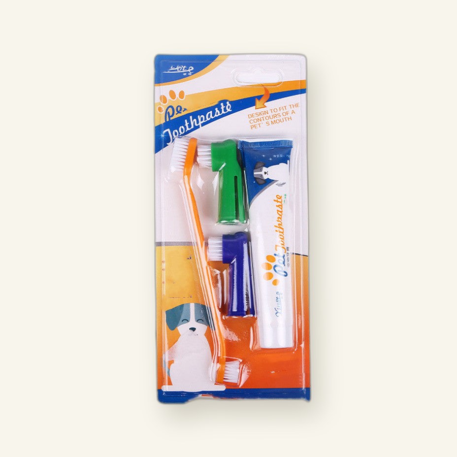 Pet Toothbrush Set Healthy Edible Toothpaste Dog Cats Mouth